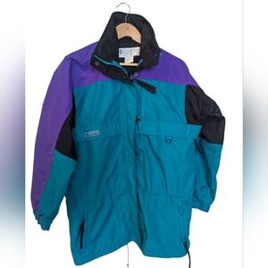 COLUMBIA Vintage Gizzmo Ski Snowboard Jacket Medium Teal Purple Black